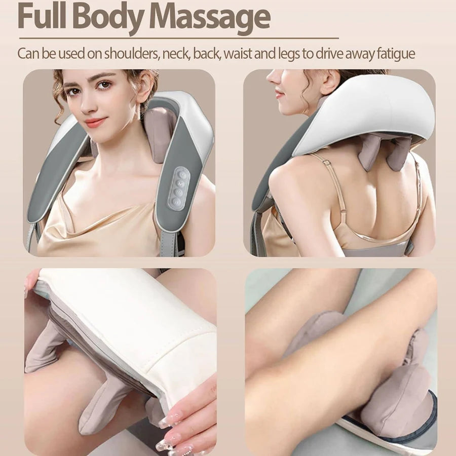 Neck and Back Massager, Neck Massager with Heating, Body Massager for Body Aches and Pains Relief, Electric Wearable 5D Cervical Neck Massager for Neck, Back, Shoulders, Waist and Legs. (Large4)