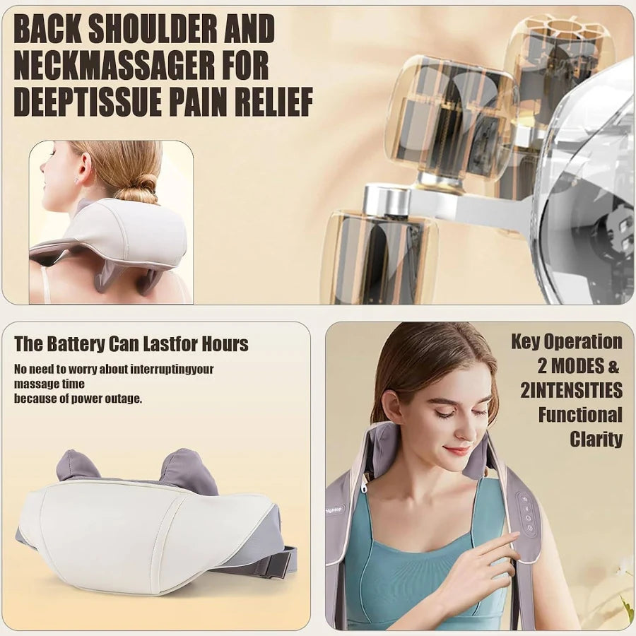Neck and Back Massager, Neck Massager with Heating, Body Massager for Body Aches and Pains Relief, Electric Wearable 5D Cervical Neck Massager for Neck, Back, Shoulders, Waist and Legs. (Large4)