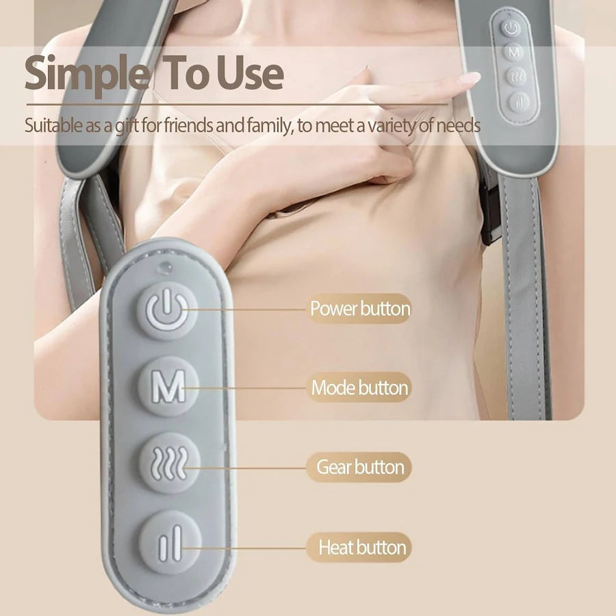 Neck and Back Massager, Neck Massager with Heating, Body Massager for Body Aches and Pains Relief, Electric Wearable 5D Cervical Neck Massager for Neck, Back, Shoulders, Waist and Legs. (Large4)