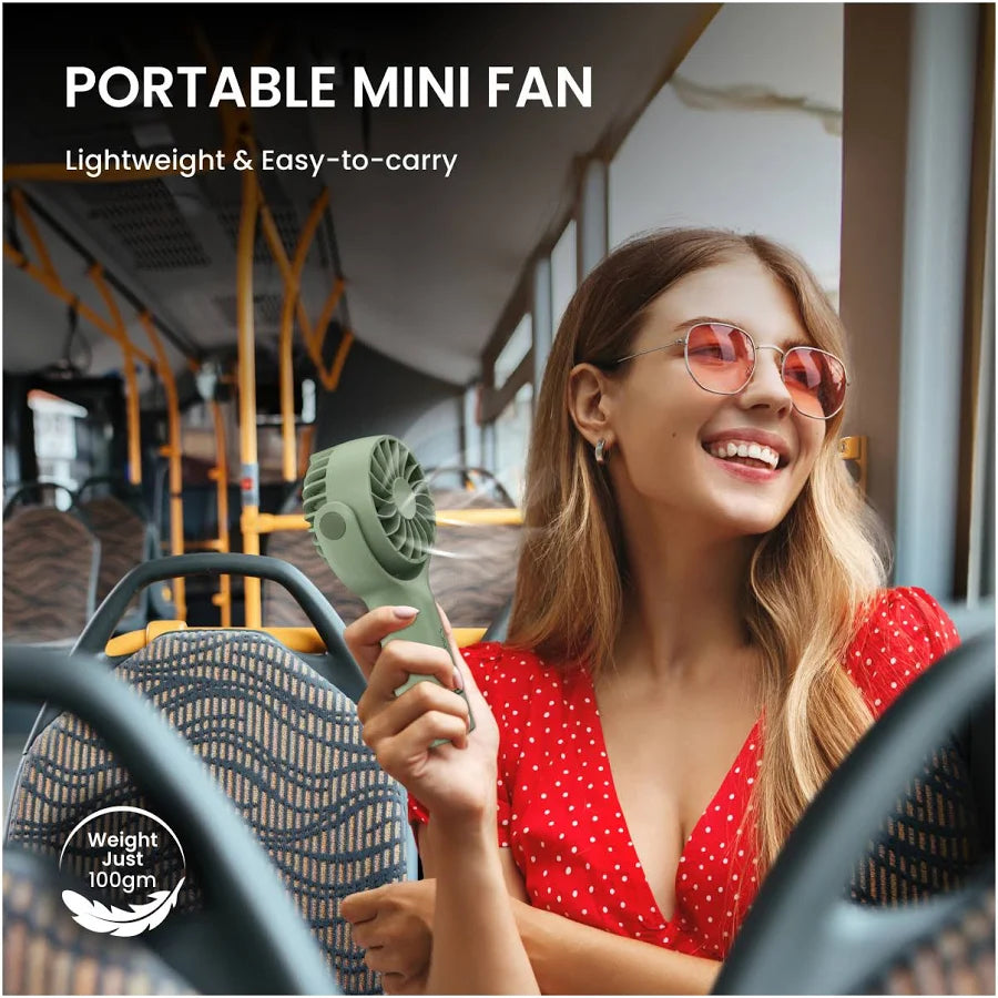 Portable Mini Fan - Rechargeable Hand Fan with 3 Adjustable Speeds, 2000mAh Battery, Lightweight Design, Low Noise, and Easy Portability for Indoor and Outdoor Use (Deep