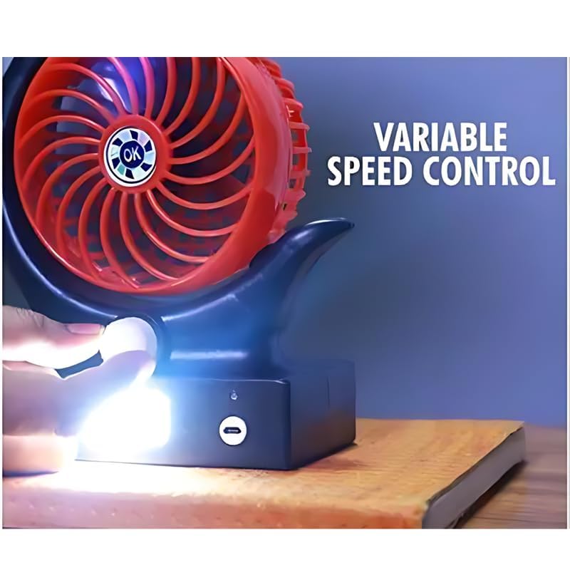 Mini USB Rechargeable Table Fan with LED Light,