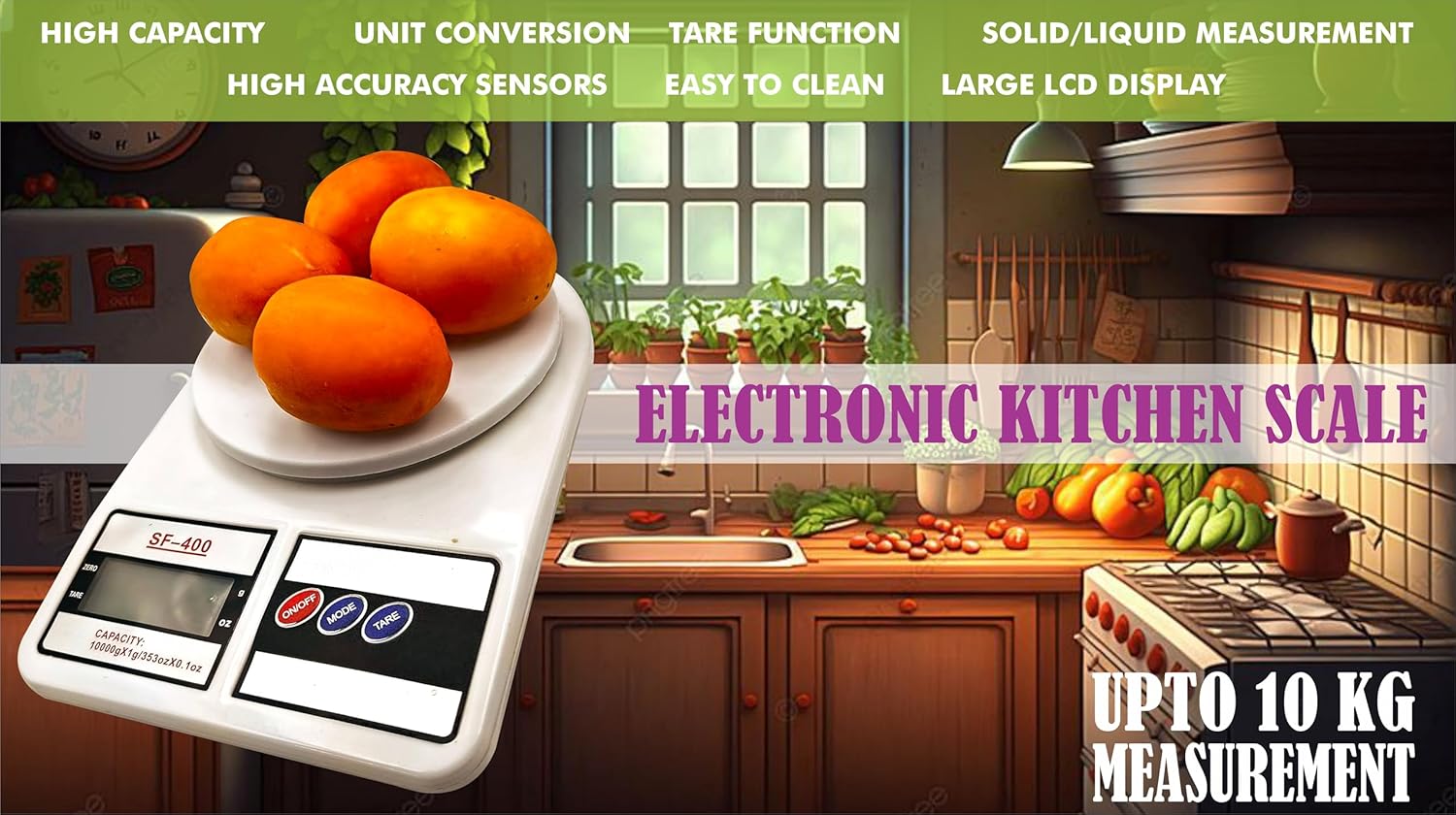 Kitchen Scale Weight machine| Digital Kitchen Weighing Scale 10 kg,| Electronic Weight Machine with LCD Display for Baking, Cooking, Food & Diet