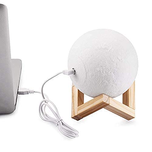 3D Moon Night Lamp – Rechargeable with 7 Color Changing Features, 15CM – Elegant Plastic Design for Beautiful Indoor Lighting in Bedrooms and Kids' Rooms | Gifts for Woman | Valentine Gift
