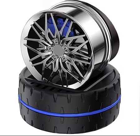 Wheel Alloy Shape Rotating Car Dashboard Air Freshener Tire Perfume Stylish Rotating Car Air Freshener Solar Car Dashboard Accessories (Red)