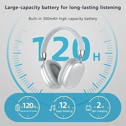 P9 Wireless Bluetooth Over-Ear Headphones with Mic | Deep Bass | Noise Reduction | Foldable Design | 10-12H Battery | Compatible with Android, iOS, Laptop