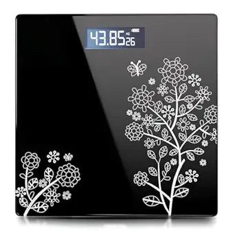 MCP Floral Digital Bathroom Weighing Scale for Body Weight, LCD Display, Thick Tempered Glass