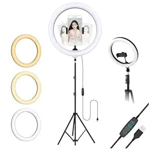 Ring Light - Professional (12 Inch) LED Ring Light with 7 Feet Tripod Stand for Mobile Phones & Camera, 3 Temperature Mode Dimmable Lighting, Photo-Shoot, Video Shoot, Makeup &