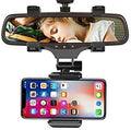 Universal Car Rear View Mirror Mount Stand Mobile Holder Fits for All Mobile Phones Size Upto 6.0" Inch - (Black)