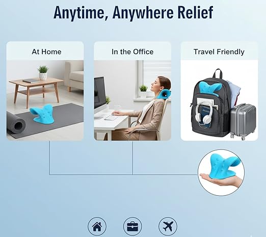 Neck Support Stretcher - Cervical Traction Device for Neck & Shoulder Pain Relief, Massage Relaxer, Acupressure Chiropractic Support (SKY BLUE)