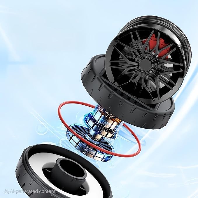 Wheel Alloy Shape Rotating Car Dashboard Air Freshener Tire Perfume Stylish Rotating Car Air Freshener Solar Car Dashboard Accessories (Red)