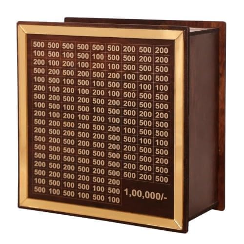 Money Saving Box for Kids and Adults | Wooden Money Bank with Lock | Big Size Piggy Bank 2 Lakh Target | 1 Lakh Saving Box with Numbers | Undiyal Hundi Pig (Brown)