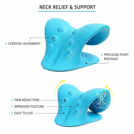 Neck Support Stretcher - Cervical Traction Device for Neck & Shoulder Pain Relief, Massage Relaxer, Acupressure Chiropractic Support (SKY BLUE)