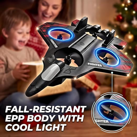 RC Fighter Jet Airplane for Kids & Adults | Remote Control Flying Plane Toy with LED Lights, 360° Flip & Stunt Roll | Rechargeable Easy to Fly RC Aircraft