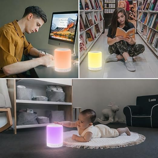 Mini Bluetooth Speaker Wireless with LED Light | Touch lamb Speaker, 6 Color Modes, Type-C Charging, USB Rechargeable Portable Table Lamp with AUX | Sleep Aid Gift for Kids, Adults