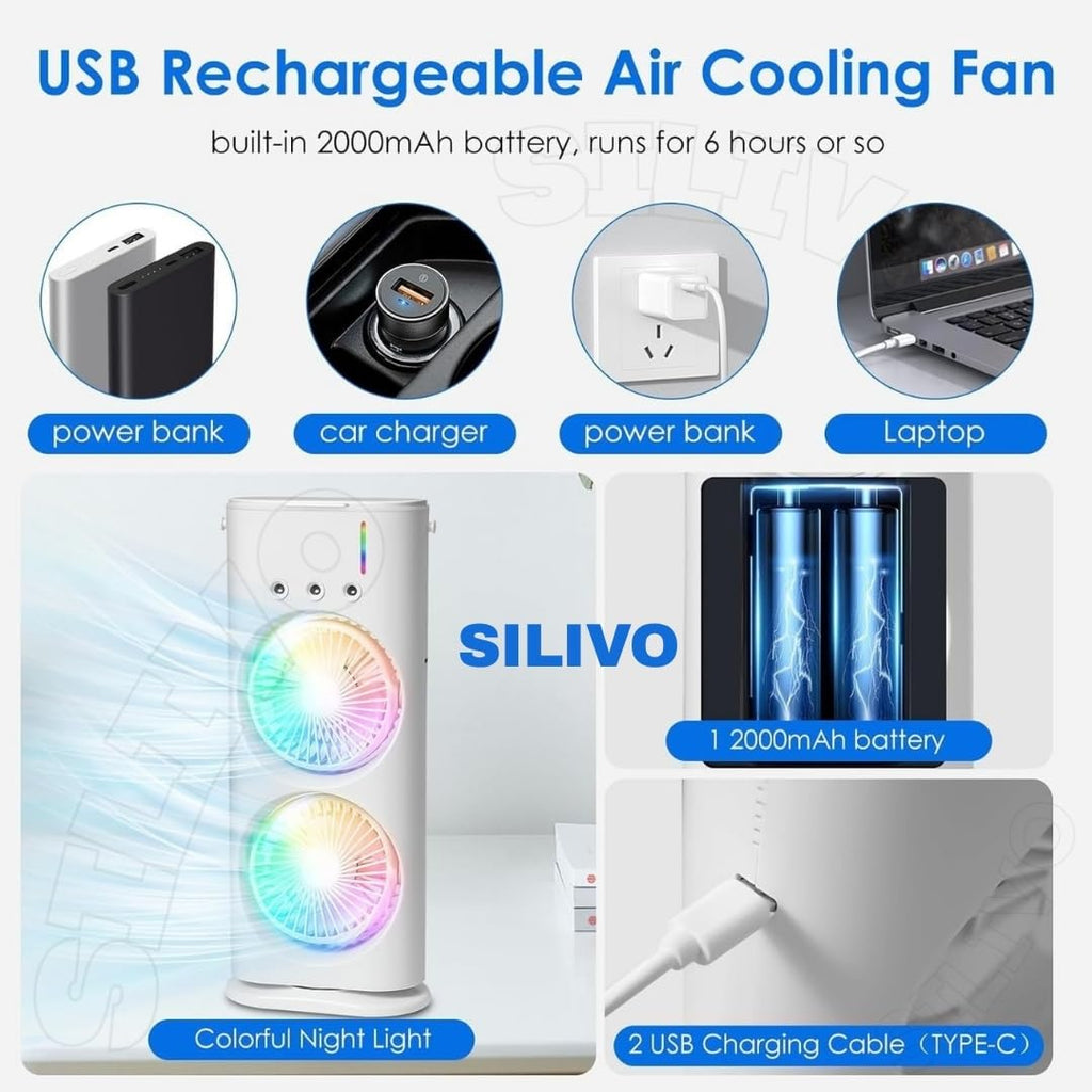 Portable Double Fan Mini Cooler