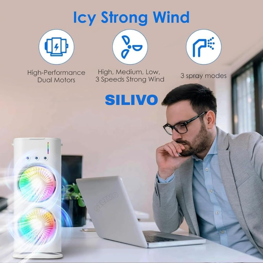 Portable Double Fan Mini Cooler