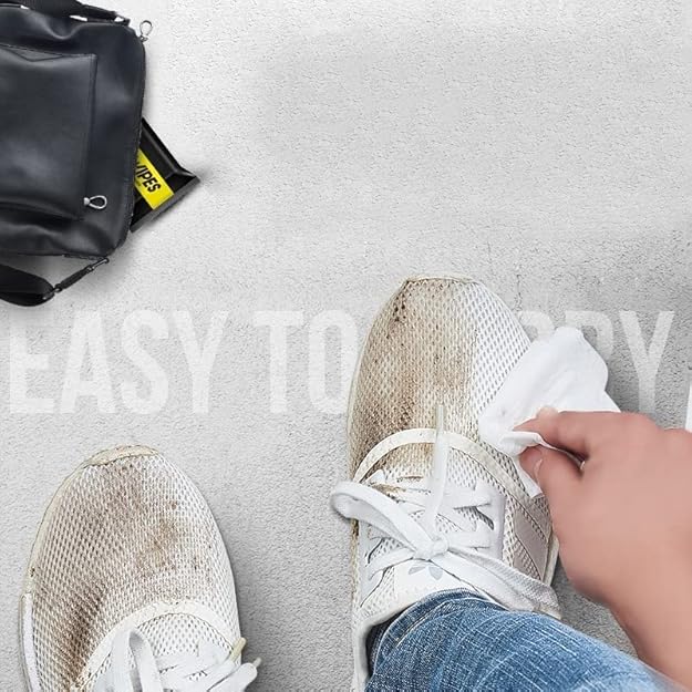 Natural Sneaker Cleaning Wipes | Disposable Shoe Cleaner Wipes for Quick Dirt and Dust Removal | Safe on Leather, Canvas & Synthetic Footwear | Portable Travel-Friendly Pack | 80 Wipes