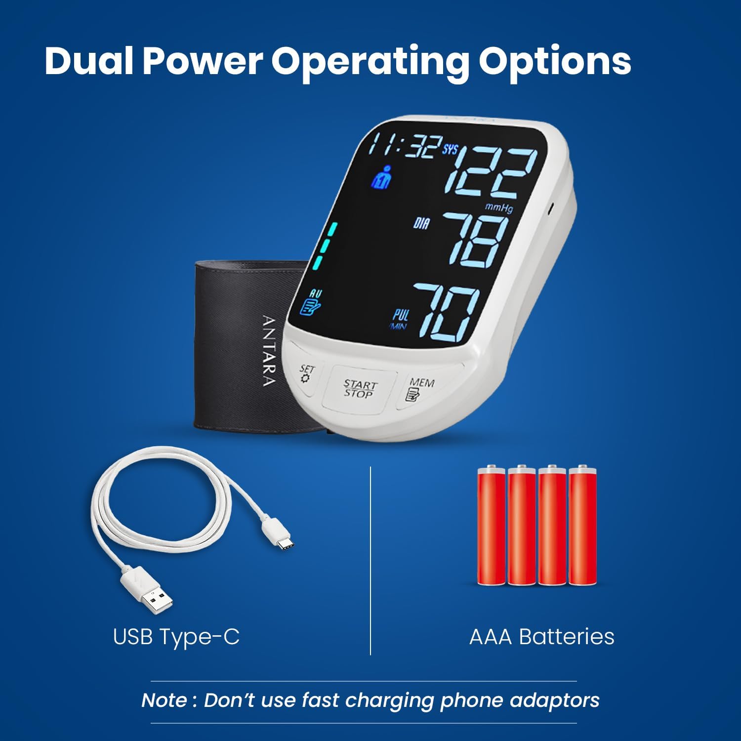 Antara AGEasy (Max Group) Automatic BP Monitor | Digital Blood Pressure Machine | Large 4.7” LED Display | Clinically Accurate | 2 Users Memory (180 Readings) | Adjustable Arm Cuff