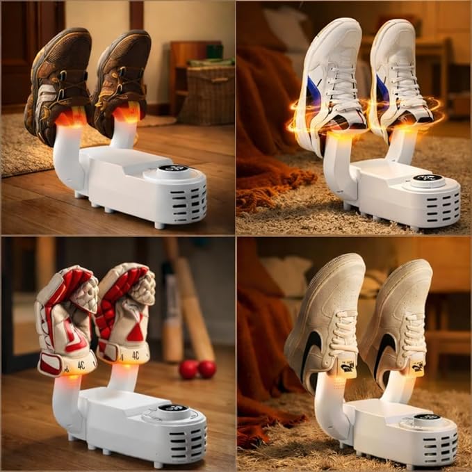 Electric Shoe Dryer & Warmer with UV Sterilization | PTC Heating, 48°C Fast Drying, 360° Warm Air, Intelligent Timer | Portable Foldable Shoe Boot Dryer for Monsoon & Winter (White)
