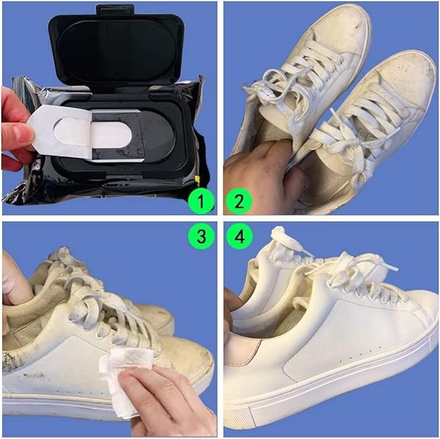 Natural Sneaker Cleaning Wipes | Disposable Shoe Cleaner Wipes for Quick Dirt and Dust Removal | Safe on Leather, Canvas & Synthetic Footwear | Portable Travel-Friendly Pack | 80 Wipes