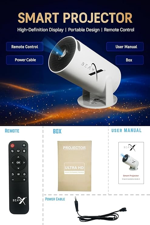 Portable Mini Projector | Native 720p HD, Support | Dual WiFi, Bluetooth |