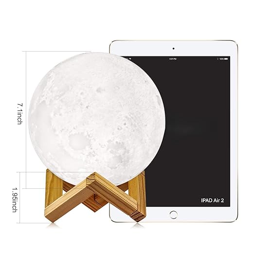 3D Moon Night Lamp – Rechargeable with 7 Color Changing Features, 15CM – Elegant Plastic Design for Beautiful Indoor Lighting in Bedrooms and Kids' Rooms | Gifts for Woman | Valentine Gift