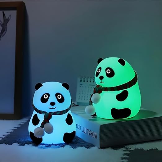 Cute Panda Night Lamp - Silicone Lamp for Bedroom, Color Changing LED Touch Light