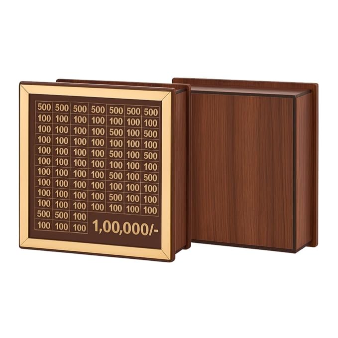 Money Saving Box for Kids and Adults | Wooden Money Bank with Lock | Big Size Piggy Bank 2 Lakh Target | 1 Lakh Saving Box with Numbers | Undiyal Hundi Pig (Brown)
