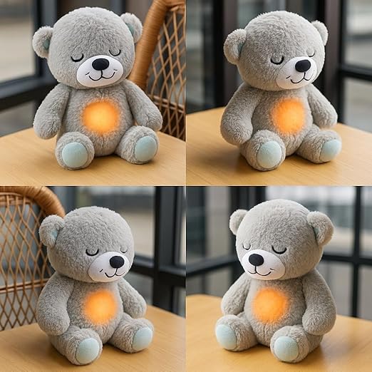 Breathing Teddy Bear Sound Toy with Light and Music for Kids Stuffed Animal Plush Toys 1-5 Years Boys Girls Birthday Gift (Multi)