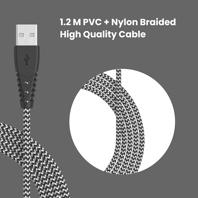 3-in-1 Multi Functional Cable with 3.0A Total Output, Tangle Resistant, 1.2M Length, Nylon Braided(Zebra)