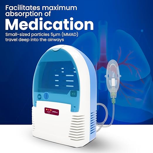 MCP Air Compress Nebulizing Machine | Inhaler Machine with Storage Compartment | Nebuliser Machine for Kids & Adults | Steam Machine for Cold & Cough with 2 Masks, 1 Mouthpiece & 5 Filters