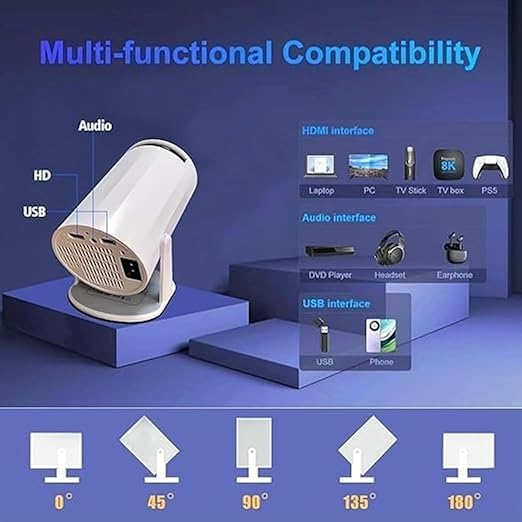 Portable Pro Android Projector, 4K 1080P Full HD Projector, Support Video Projector, WiFi 5G BT 5.0