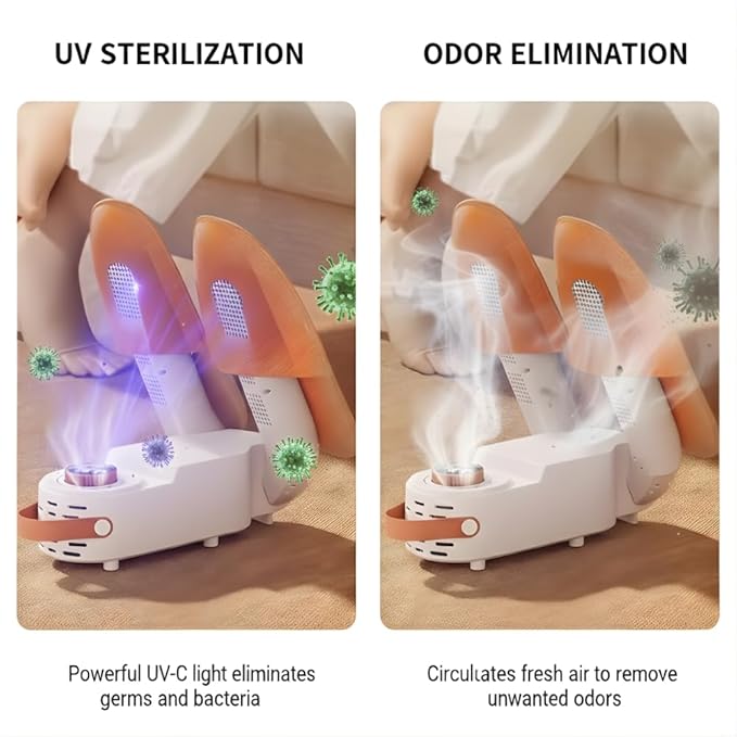 Electric Shoe Dryer & Warmer with UV Sterilization | PTC Heating, 48°C Fast Drying, 360° Warm Air, Intelligent Timer | Portable Foldable Shoe Boot Dryer for Monsoon & Winter (White)