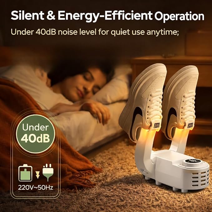 Electric Shoe Dryer & Warmer with UV Sterilization | PTC Heating, 48°C Fast Drying, 360° Warm Air, Intelligent Timer | Portable Foldable Shoe Boot Dryer for Monsoon & Winter (White)