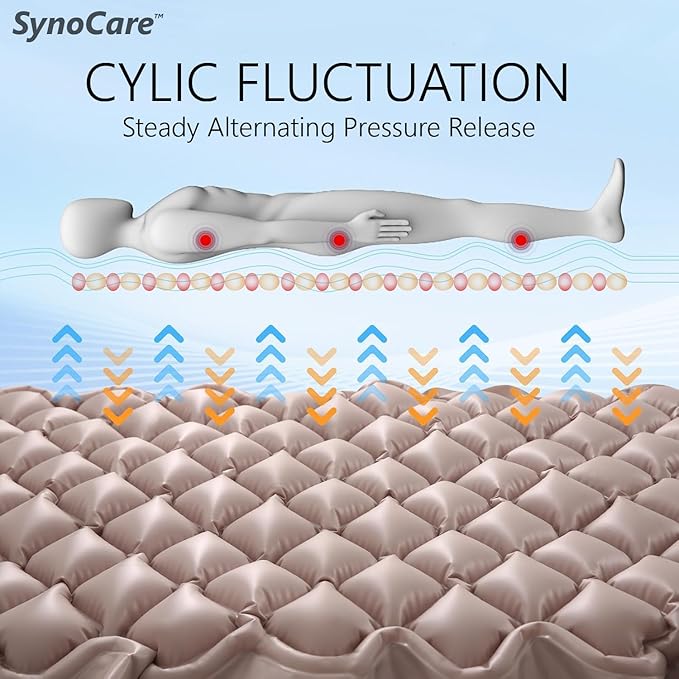 Anti Decubitus Bubble Air Mattress For Patients With Pump | Anti Bedsore Air Mattress, Polyvinyl Chloride Inflatable Air Bed For Patients | Helps in Prevention of Bed Sores,Brown
