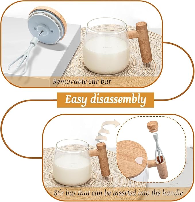 Home Dine Well Self-Stirring Electric Mixing Cup with High Borosilicate Glass,Rotating Coffee Mug for Office and Travel, Coffee, Milk, 400ml, Glass Mug Perfect for Birthday, Valentines Day