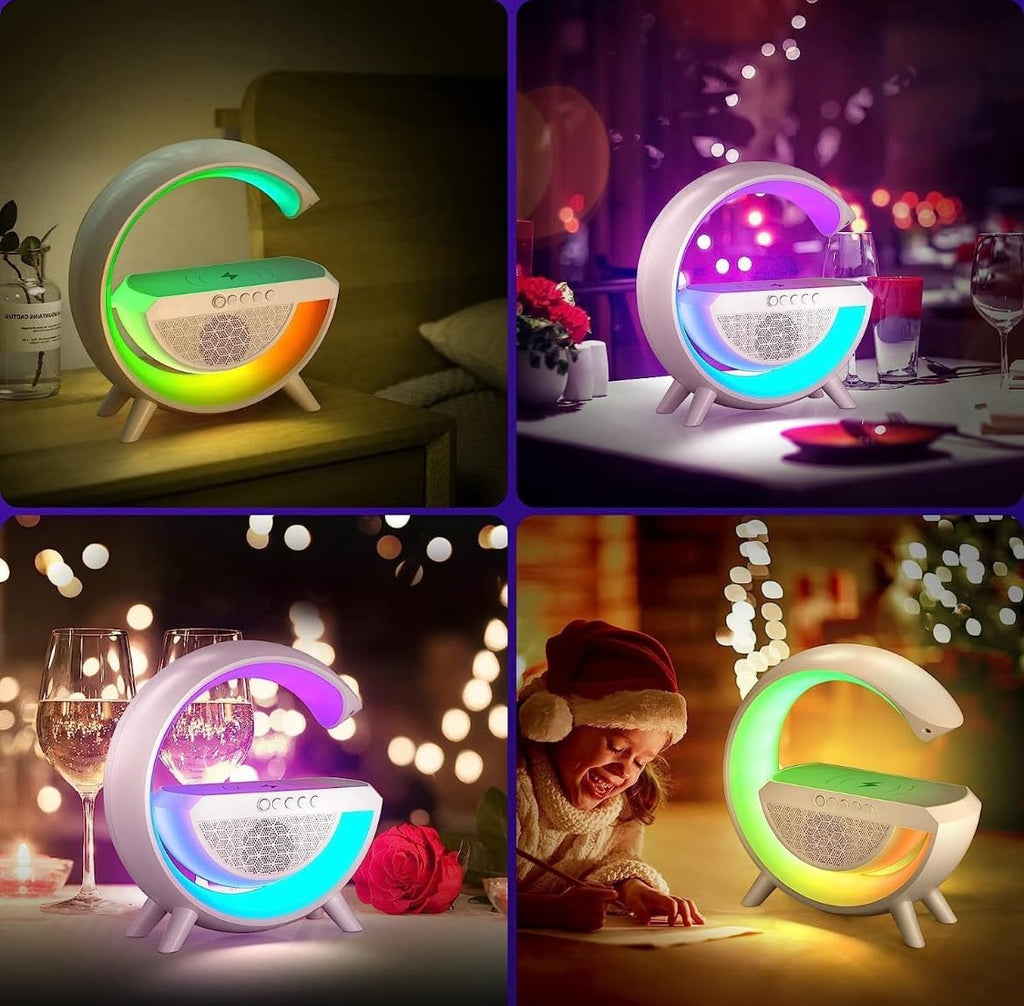 3 IN 1 MULTIFUNCTION G SHAPE LED BLUTOOTH SPEAKER WITH WIRELESD FAST CHARGER