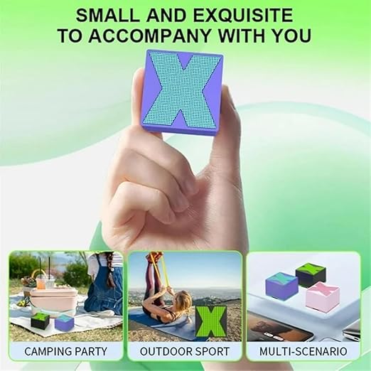 Mini Bluetooth Speaker X Design Wireless Heavy Bass Booster, Power Button Controlled Newly Lanched 3Hours Playtime Ultra Woofer Portable-Multicolor-Pack-1