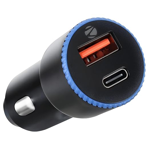 38 Watts Car Charger, Dual Output (USB + Type C), PPS Tech, Rapid Charge, Compact Design, for Smartphones, iPhones, Tablets, Earbuds (CC2018, Black)