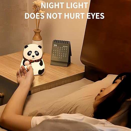 Cute Panda Night Lamp - Silicone Lamp for Bedroom, Color Changing LED Touch Light