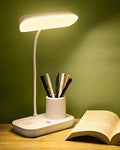LED Table Rechargeable Stable Desk Lamp with USB Cable for Study Room | 3 Color Modes & Adjustable Brightness | Touch Dimmer | Flexible Gooseneck, Pen & Mobile Holder