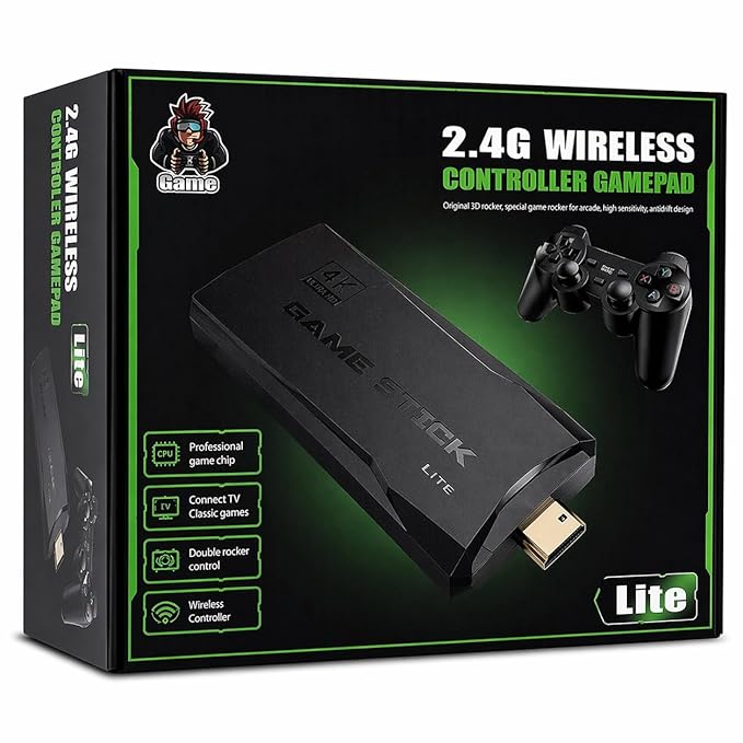 M8 Retro Game Stick with 2.4G Wireless Controller Gamepad, 4K Ultra HD, HDMI TV Connection, Double Rocker Control