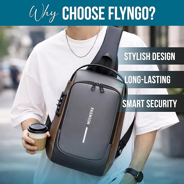 Smart Bag | Sling Bag for Men Stylish Crossbody Backpack for Men & Women, Anti-Theft Chest Bag with USB Charging Port, Messenger Bags, Casual Shoulder Bag