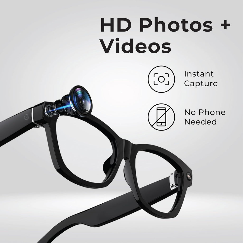 AI Smart Glasses with Voice Assistant, AIMB-S1 M02O, Pen-Ear Audio, HD Camera for Photos & Video, Hands-Free Calls & Music, Touch Controls, Lightweight Design, Android & iOS Compatible (Aura)