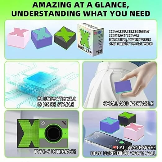 Mini Bluetooth Speaker X Design Wireless Heavy Bass Booster, Power Button Controlled Newly Lanched 3Hours Playtime Ultra Woofer Portable-Multicolor-Pack-1