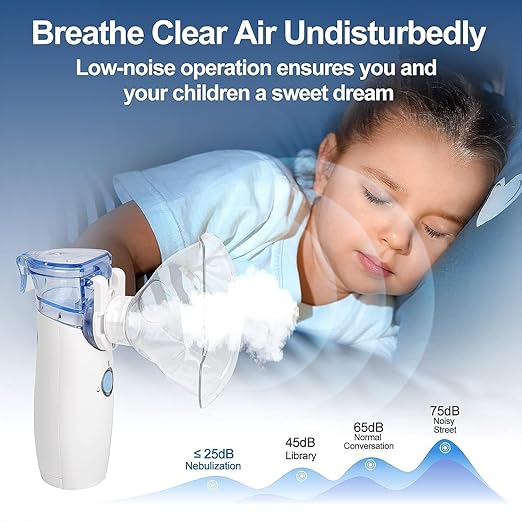 Portable Mesh Nebulizer & Humidifier for Baby & Adults | Compact, Silent, Self-Cleaning Machine with Long Battery Life | Effective for Asthma, Cough, Sinus & Allergy Relief at Home
