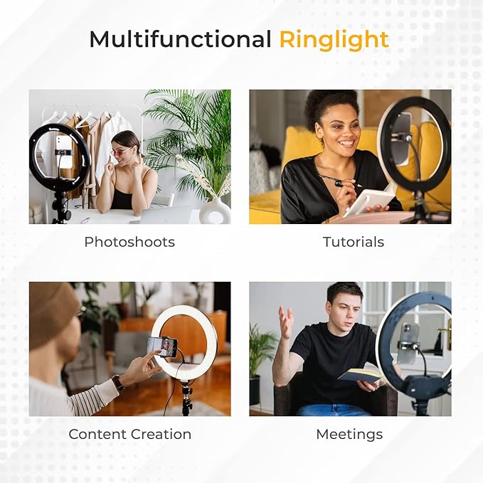 Ring Light - Professional (12 Inch) LED Ring Light with 7 Feet Tripod Stand for Mobile Phones & Camera, 3 Temperature Mode Dimmable Lighting, Photo-Shoot, Video Shoot, Makeup &