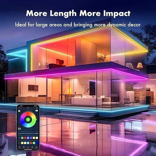 RGB Neon LED Strip Light with App & Remote Control | Music Sync | USB Powered | Waterproof & Flexible Led Rope Light Room, Gaming, Party, Diwali & Home Decoration Ceiling Strip Lights
