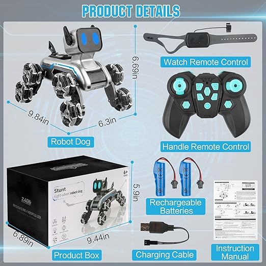 Remote Control Robot Dog - RC Car 8x8 Wheel Drive Gesture Sensor RC Stunt Car High-Speed Double Sided 2.4GHz Remote Control Birthday Gifts Toys For Kids & Adults Boys & Girls [8WD PRO]