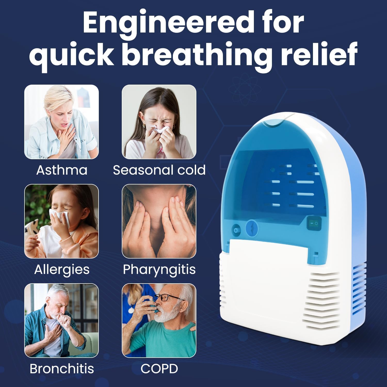 MCP Air Compress Nebulizing Machine | Inhaler Machine with Storage Compartment | Nebuliser Machine for Kids & Adults | Steam Machine for Cold & Cough with 2 Masks, 1 Mouthpiece & 5 Filters